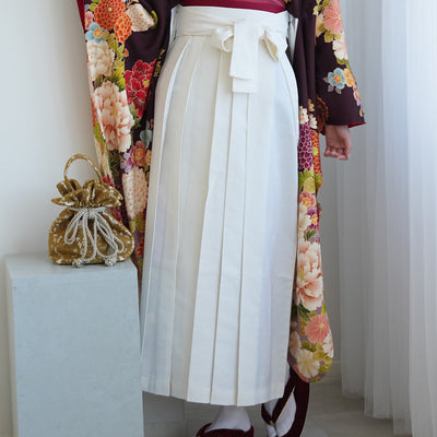 【レンタル】 袴 18点セット レトロ紫ぼかしに古典花 正絹振袖着物 袴91cm（身長153-158cm） ブーツ着用時165cmまで適応  卒業式 大学生にも（1014652511）