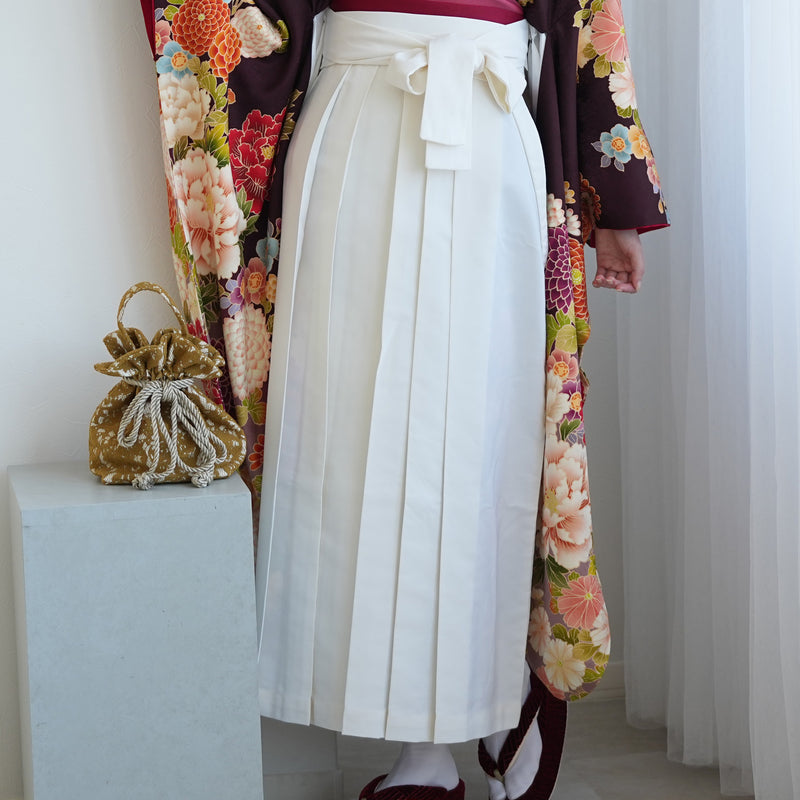 【レンタル】 袴 18点セット レトロ紫ぼかしに古典花 正絹振袖着物 袴91cm（身長153-158cm） ブーツ着用時165cmまで適応  卒業式 大学生にも（1014652511）