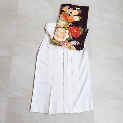 【レンタル】 袴 18点セット レトロ紫ぼかしに古典花 正絹振袖着物 袴91cm（身長153-158cm） ブーツ着用時165cmまで適応  卒業式 大学生にも（1014652511）