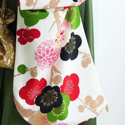 【レンタル】紅一点 2尺袖 袴 17点セット 91-99cm 日本製 レトロモダン系 菊 白系（1020600301）