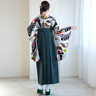 【レンタル】 袴 17点セット JAPANSTYLE×中村里砂 袴91-99cm（身長153-170cm） 二尺袖着物 フルセット レディース 大学生 卒業式 重ね衿縫い付済 （1020600901）