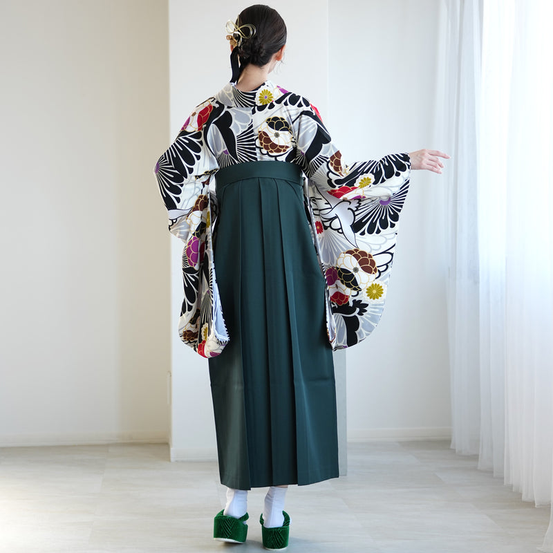 【レンタル】 袴 17点セット JAPANSTYLE×中村里砂 袴91-99cm（身長153-170cm） 二尺袖着物 フルセット レディース 大学生 卒業式 重ね衿縫い付済 （1020600901）