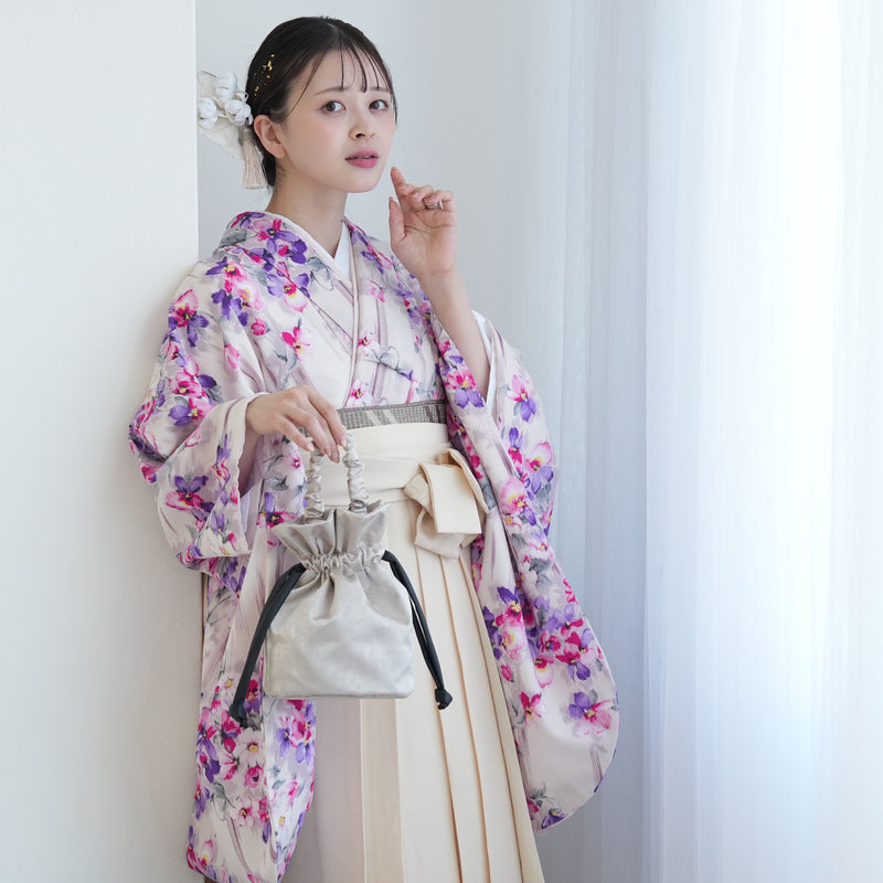 【レンタル】 袴 17点セット JILL STUART / ジル・スチュアート 袴91-99cm（身長153-170cm） 二尺袖着物 フルセット レディース 大学生 卒業式 日本製 （1020601201）