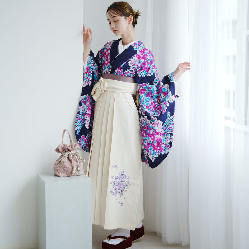 【レンタル】 袴 17点セット JILL STUART / ジル・スチュアート 袴91-99cm（身長153-170cm） 二尺袖着物 フルセット レディース 大学生 卒業式 日本製 （1020601411）