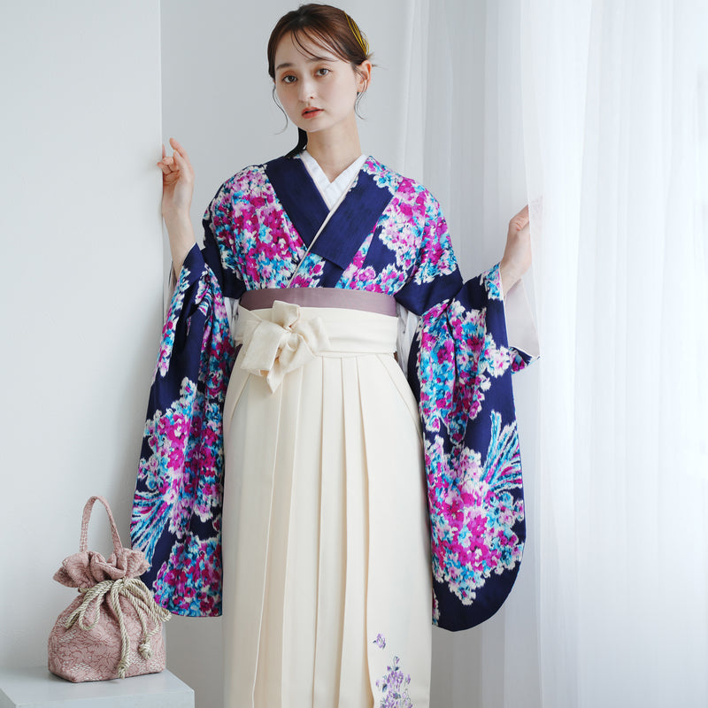 【レンタル】 袴 17点セット JILL STUART / ジル・スチュアート 袴91-99cm（身長153-170cm） 二尺袖着物 フルセット レディース 大学生 卒業式 日本製 （1020601411）