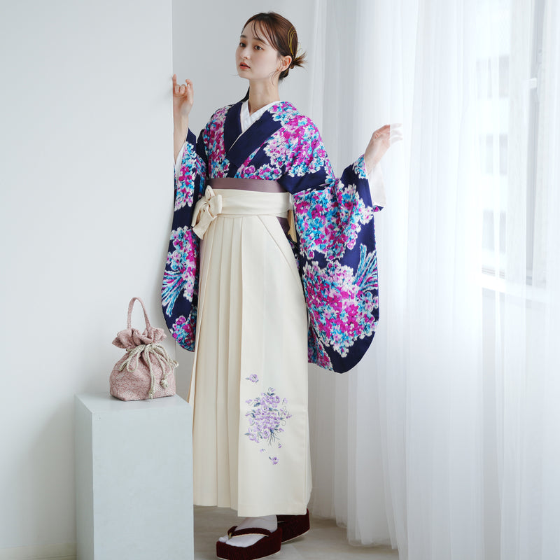【レンタル】 袴 17点セット JILL STUART / ジル・スチュアート 袴91-99cm（身長153-170cm） 二尺袖着物 フルセット レディース 大学生 卒業式 日本製 （1020601411）