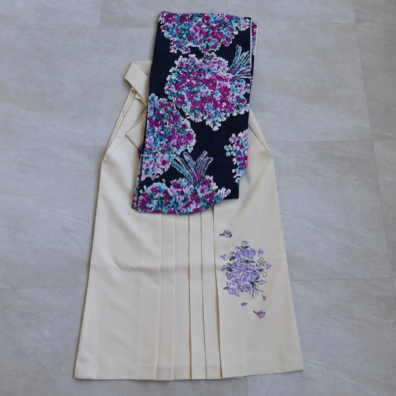 【レンタル】 袴 17点セット JILL STUART / ジル・スチュアート 袴91-99cm（身長153-170cm） 二尺袖着物 フルセット レディース 大学生 卒業式 日本製 （1020601411）