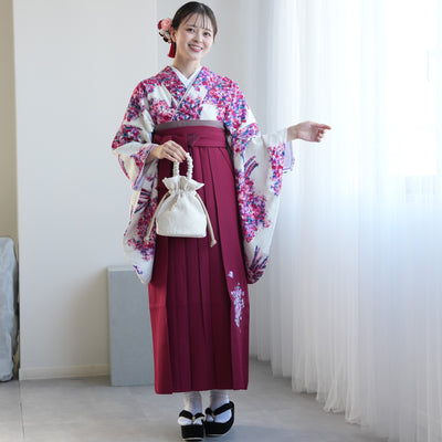 【レンタル】 袴 17点セット JILL STUART / ジル・スチュアート 袴91-99cm（身長153-170cm） 二尺袖着物 フルセット レディース 大学生 卒業式 日本製 （1020601501）