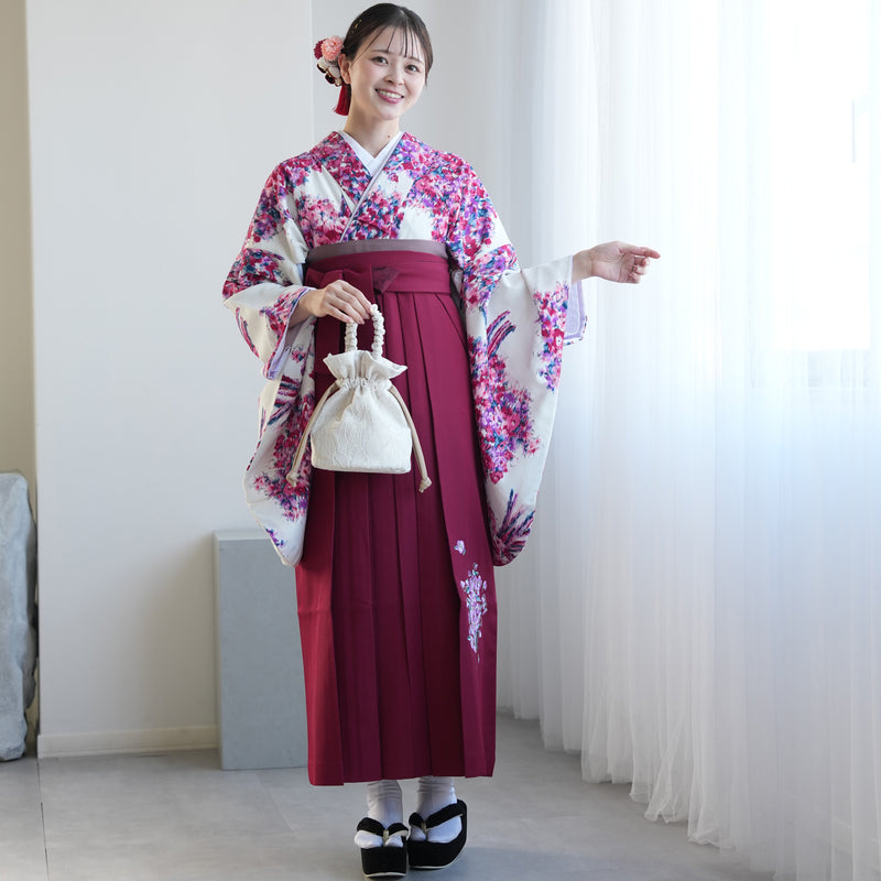 【レンタル】 袴 17点セット JILL STUART / ジル・スチュアート 袴91-99cm（身長153-170cm） 二尺袖着物 フルセット レディース 大学生 卒業式 日本製 （1020601501）