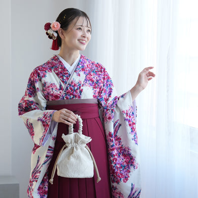 【レンタル】 袴 17点セット JILL STUART / ジル・スチュアート 袴91-99cm（身長153-170cm） 二尺袖着物 フルセット レディース 大学生 卒業式 日本製 （1020601501）