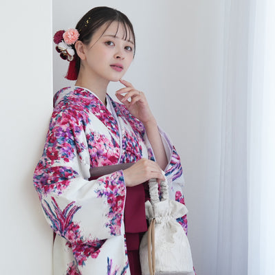 【レンタル】 袴 17点セット JILL STUART / ジル・スチュアート 袴91-99cm（身長153-170cm） 二尺袖着物 フルセット レディース 大学生 卒業式 日本製 （1020601501）