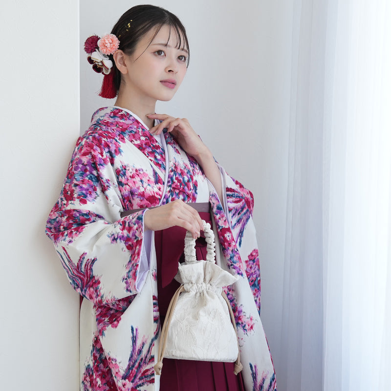 【レンタル】 袴 17点セット JILL STUART / ジル・スチュアート 袴91-99cm（身長153-170cm） 二尺袖着物 フルセット レディース 大学生 卒業式 日本製 （1020601501）