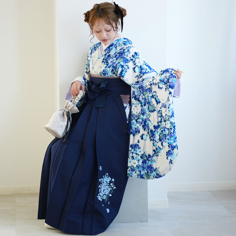 【レンタル】 袴 17点セット JILL STUART / ジル・スチュアート 袴91-99cm（身長153-170cm） 二尺袖着物 フルセット レディース 大学生 卒業式 日本製 （1020601601）