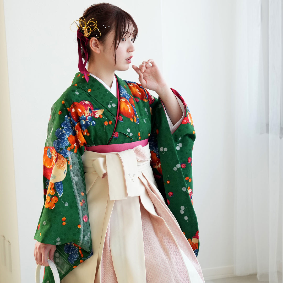 2尺袖 ブランド ポリエステル着物 モダンアンテナ 袴用 新品未使用品 袴 レンタル 卒業式 2尺袖着物 17点セット モダンアンテナ レトロ