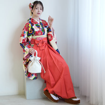 【レンタル】 袴 17点セット JAPANSTYLE×中村里砂 袴91-99cm（身長153-170cm） 二尺袖着物 フルセット レディース 大学生 卒業式 重ね衿縫い付済 （1020610801）