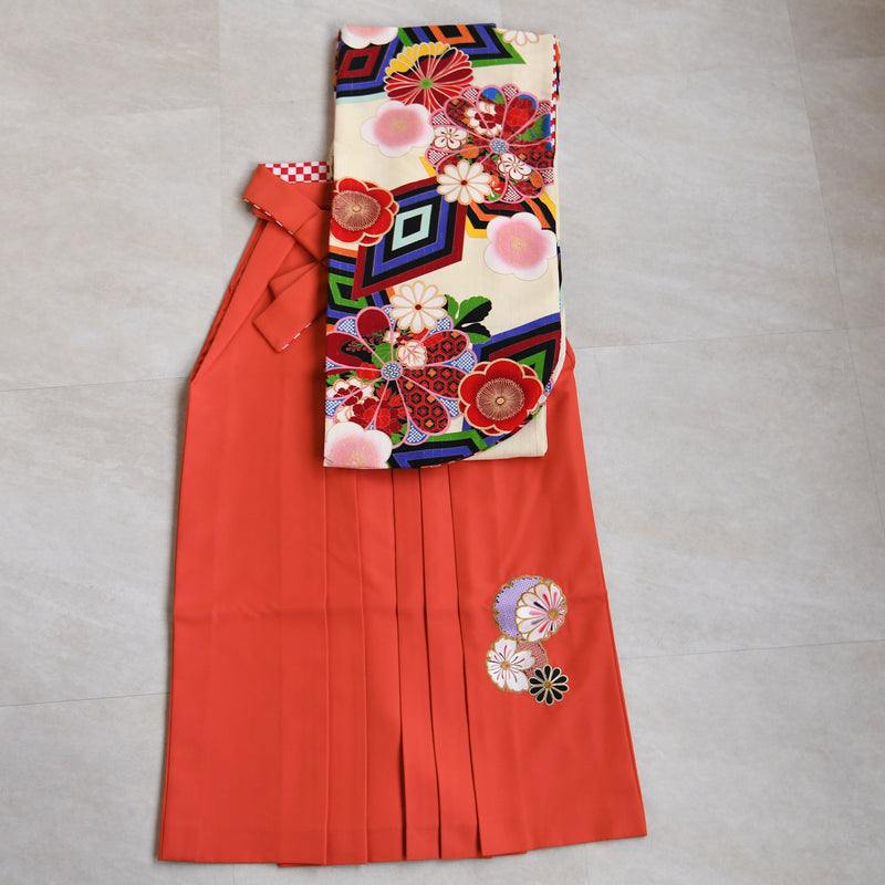 【レンタル】 袴 17点セット JAPANSTYLE×中村里砂 袴91-99cm（身長153-170cm） 二尺袖着物 フルセット レディース 大学生 卒業式 重ね衿縫い付済 （1020610801）