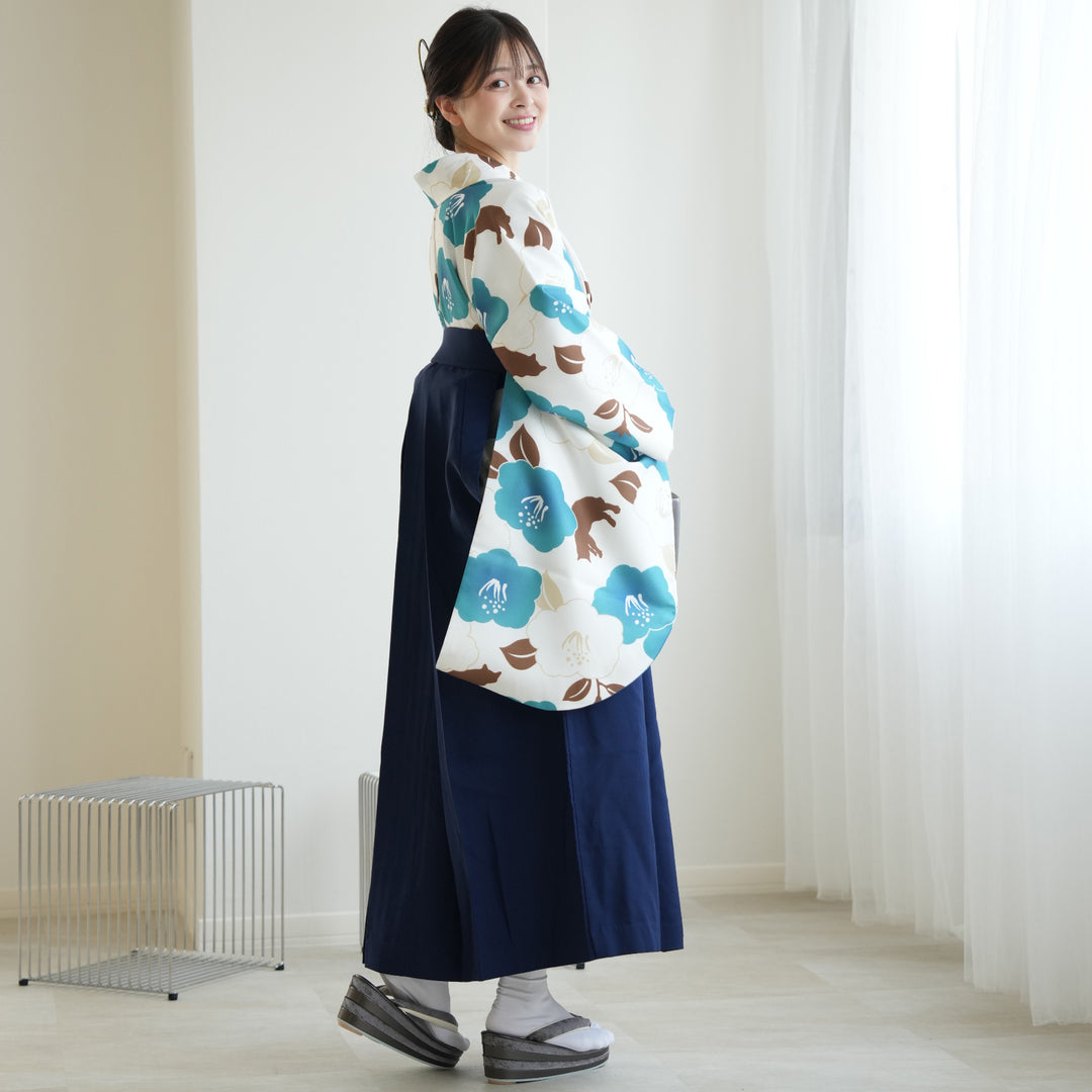 ドークブア■長襦袢　単衣　紺鼠地に茄子と南瓜　逸品　621