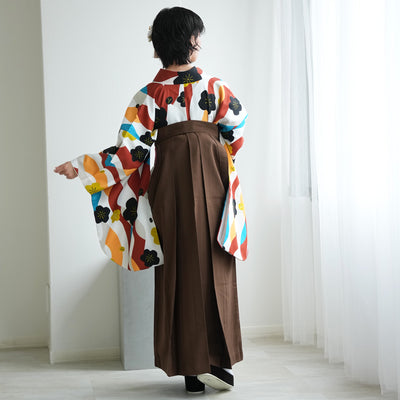 【レンタル】 袴 17点セット ニコアンティーク オレンジ系 二尺袖着物   袴91cm（身長153-158cm） 重ね衿縫い付済  卒業式 大学生 専門学生 （1020636002）