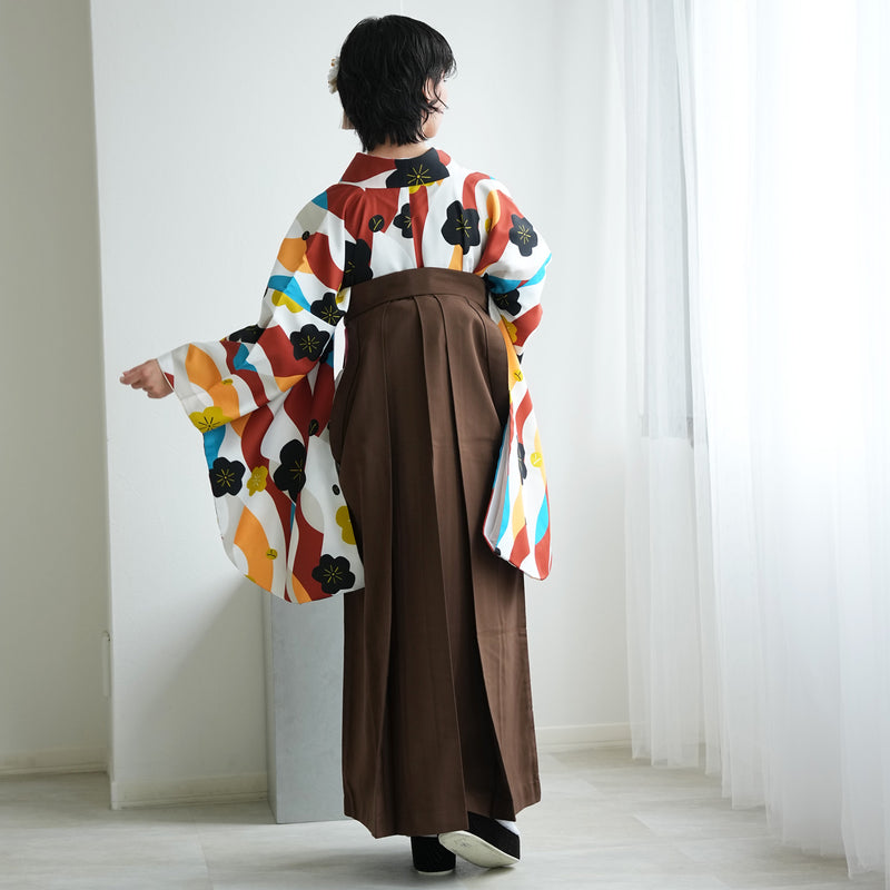 【レンタル】 袴 17点セット ニコアンティーク オレンジ系 二尺袖着物   袴91cm（身長153-158cm） 重ね衿縫い付済  卒業式 大学生 専門学生 （1020636002）
