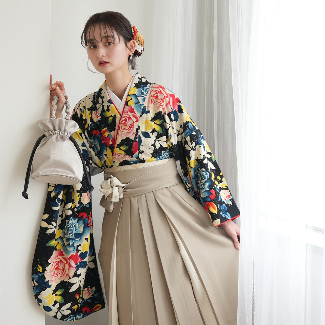 2尺袖 ブランド ポリエステル着物 モダンアンテナ 袴用 レンタル】 袴 17点セット モダンアンテナ 袴91-99cm（身長153