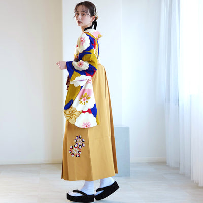 【レンタル品】紅一点 2尺袖 袴 17点セット 91-99cm 日本製 レトロモダン系 菊 青系（1020648301）