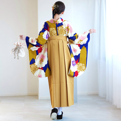 【レンタル品】紅一点 2尺袖 袴 17点セット 91-99cm 日本製 レトロモダン系 菊 青系（1020648301）