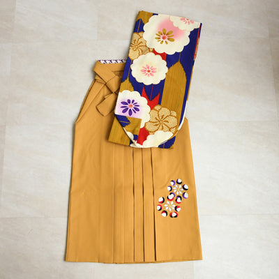 【レンタル品】紅一点 2尺袖 袴 17点セット 91-99cm 日本製 レトロモダン系 菊 青系（1020648301）