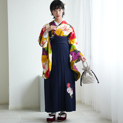 【レンタル】 袴 17点セット JAPANSTYLE×中村里沙  袴91-99cm（身長153-170cm） 二尺袖着物 フルセット レディース 大学生 卒業式 重ね衿縫い付済 （1020648501）