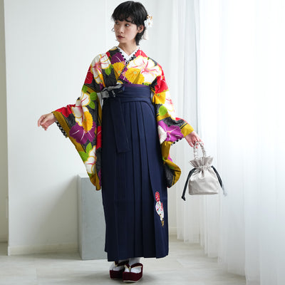 【レンタル】 袴 17点セット JAPANSTYLE×中村里沙  袴91-99cm（身長153-170cm） 二尺袖着物 フルセット レディース 大学生 卒業式 重ね衿縫い付済 （1020648501）