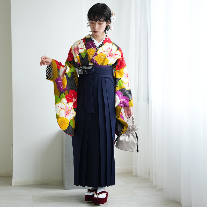 【レンタル】 袴 17点セット JAPANSTYLE×中村里沙  袴91-99cm（身長153-170cm） 二尺袖着物 フルセット レディース 大学生 卒業式 重ね衿縫い付済 （1020648501）