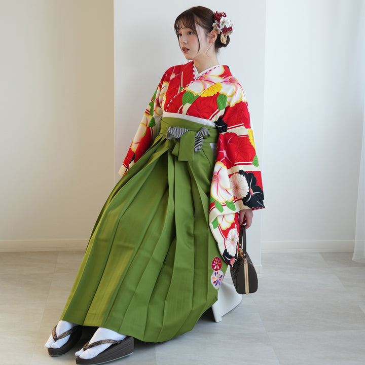 レンタル】 袴 17点セット JAPANSTYLE×中村里砂 二尺袖着物 赤ときなり