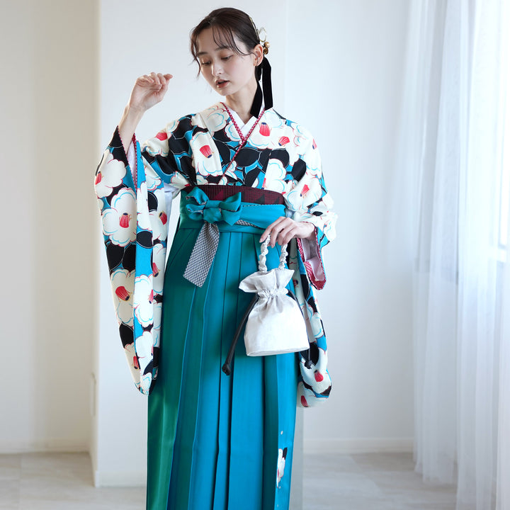 レンタル品】九重 2尺袖 袴 17点セット 91-99cm 日本製 レトロモダン系