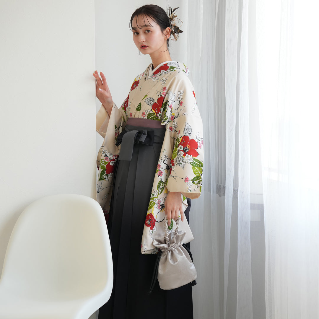 レンタル品】utatane 2尺袖 袴 17点セット 91cm 国内染色 レトロ