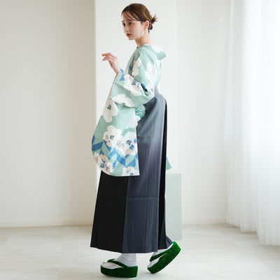 【レンタル】 袴 17点セット ニコアンティーク 袴91cm（身長153-158cm） 二尺袖着物 フルセット レディース 大学生 卒業式 レトロ（1020652911）