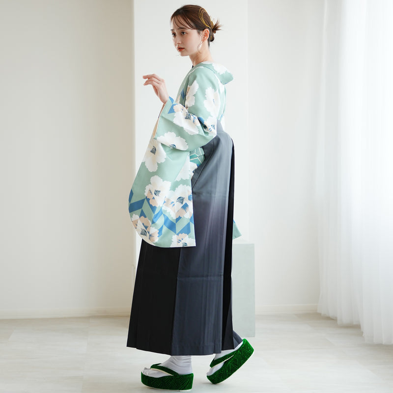 【レンタル】 袴 17点セット ニコアンティーク 袴91cm（身長153-158cm） 二尺袖着物 フルセット レディース 大学生 卒業式 レトロ（1020652911）