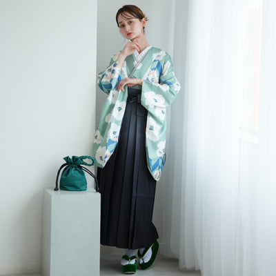 【レンタル】 袴 17点セット ニコアンティーク 袴91cm（身長153-158cm） 二尺袖着物 フルセット レディース 大学生 卒業式 レトロ（1020652911）