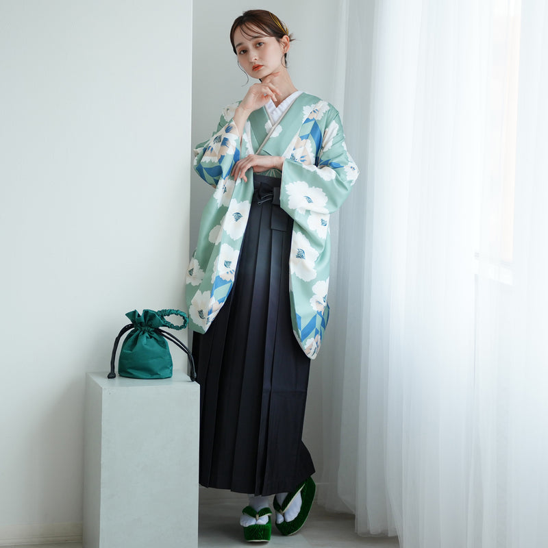 【レンタル】 袴 17点セット ニコアンティーク 袴91cm（身長153-158cm） 二尺袖着物 フルセット レディース 大学生 卒業式 レトロ（1020652911）