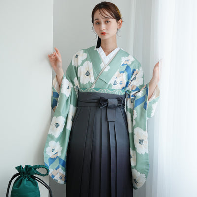 【レンタル】 袴 17点セット ニコアンティーク 袴91cm（身長153-158cm） 二尺袖着物 フルセット レディース 大学生 卒業式 レトロ（1020652911）