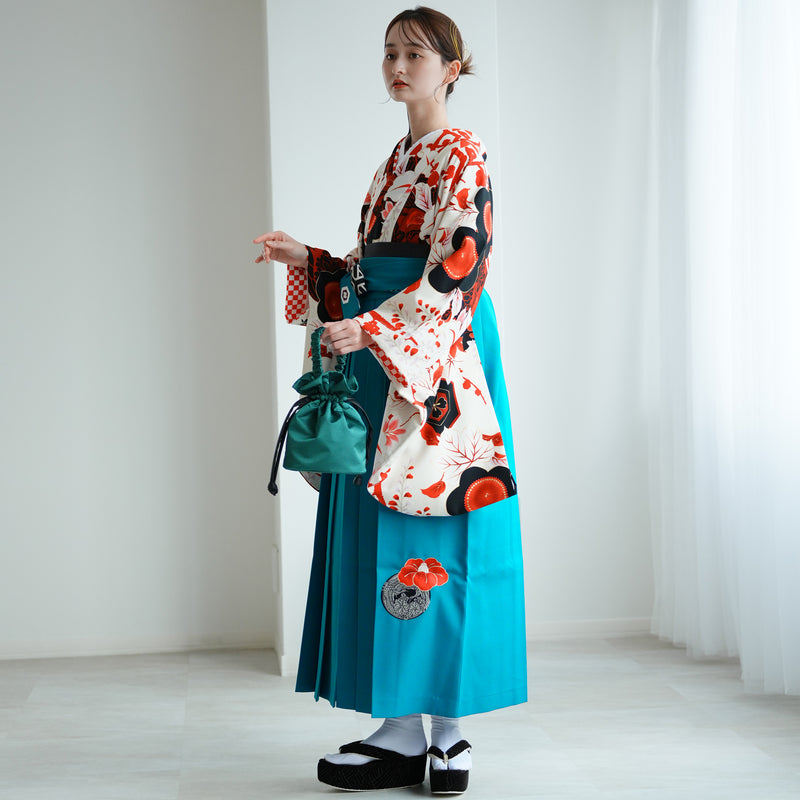 【レンタル】 袴 17点セット JAPANSTYLE 袴91-99cm（身長153-170cm） 二尺袖着物 フルセット レディース 大学生 卒業式 重ね衿縫い付済 （1020653401）