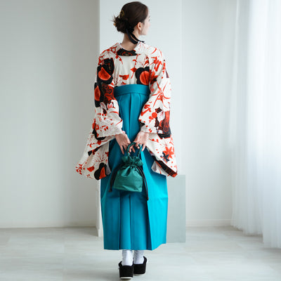 【レンタル】 袴 17点セット JAPANSTYLE 袴91-99cm（身長153-170cm） 二尺袖着物 フルセット レディース 大学生 卒業式 重ね衿縫い付済 （1020653401）