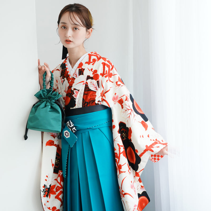 【レンタル】 袴 17点セット JAPANSTYLE 袴91-99cm（身長153-170cm） 二尺袖着物 フルセット レディース 大学生 卒業式 重ね衿縫い付済 （1020653401）