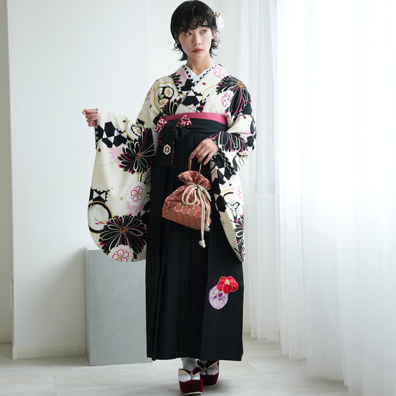 【レンタル】袴 17点セット JAPAN STYLE×中村里砂 袴91-99cm（身長153-170cm） 二尺袖着物 卒業式 大学生 レディース 日本製 （1020653601）