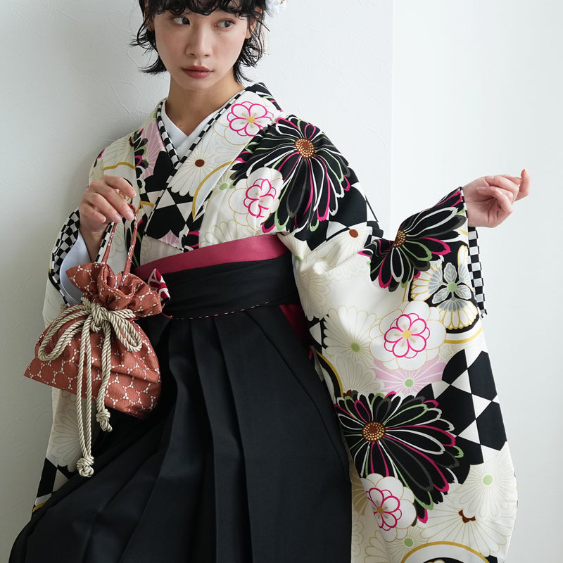 【レンタル】袴 17点セット JAPAN STYLE×中村里砂 袴91-99cm（身長153-170cm） 二尺袖着物 卒業式 大学生 レディース 日本製 （1020653601）