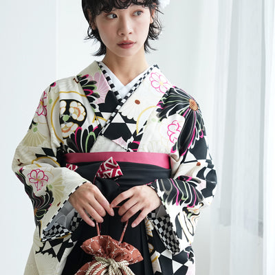 【レンタル】袴 17点セット JAPAN STYLE×中村里砂 袴91-99cm（身長153-170cm） 二尺袖着物 卒業式 大学生 レディース 日本製 （1020653601）