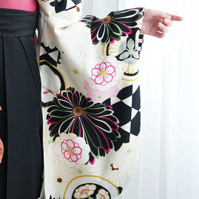 【レンタル】袴 17点セット JAPAN STYLE×中村里砂 袴91-99cm（身長153-170cm） 二尺袖着物 卒業式 大学生 レディース 日本製 （1020653601）