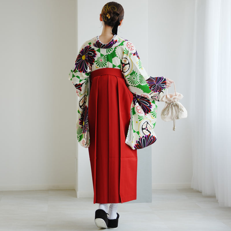 【レンタル】 袴 17点セット JAPANSTYLE×中村里砂 袴91-99cm（身長153-170cm） 二尺袖着物 フルセット レディース 大学生 卒業式 重ね衿縫い付済 （1020653701）
