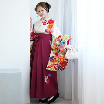 【レンタル】 袴 17点セット はいばら 袴91-99cm（身長153-170cm） 二尺袖着物 フルセット レディース 大学生 卒業式 日本製 （1020653801）