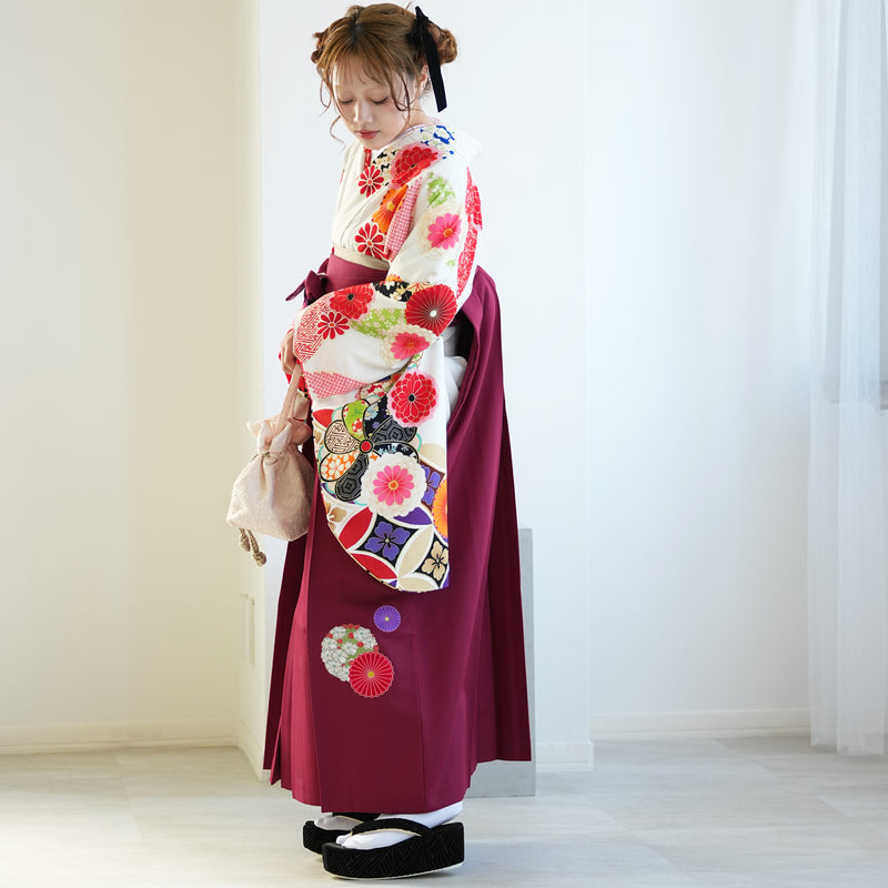 【レンタル】 袴 17点セット はいばら 袴91-99cm（身長153-170cm） 二尺袖着物 フルセット レディース 大学生 卒業式 日本製 （1020653801）