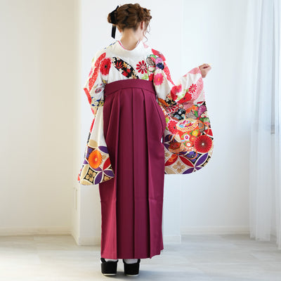 【レンタル】 袴 17点セット はいばら 袴91-99cm（身長153-170cm） 二尺袖着物 フルセット レディース 大学生 卒業式 日本製 （1020653801）