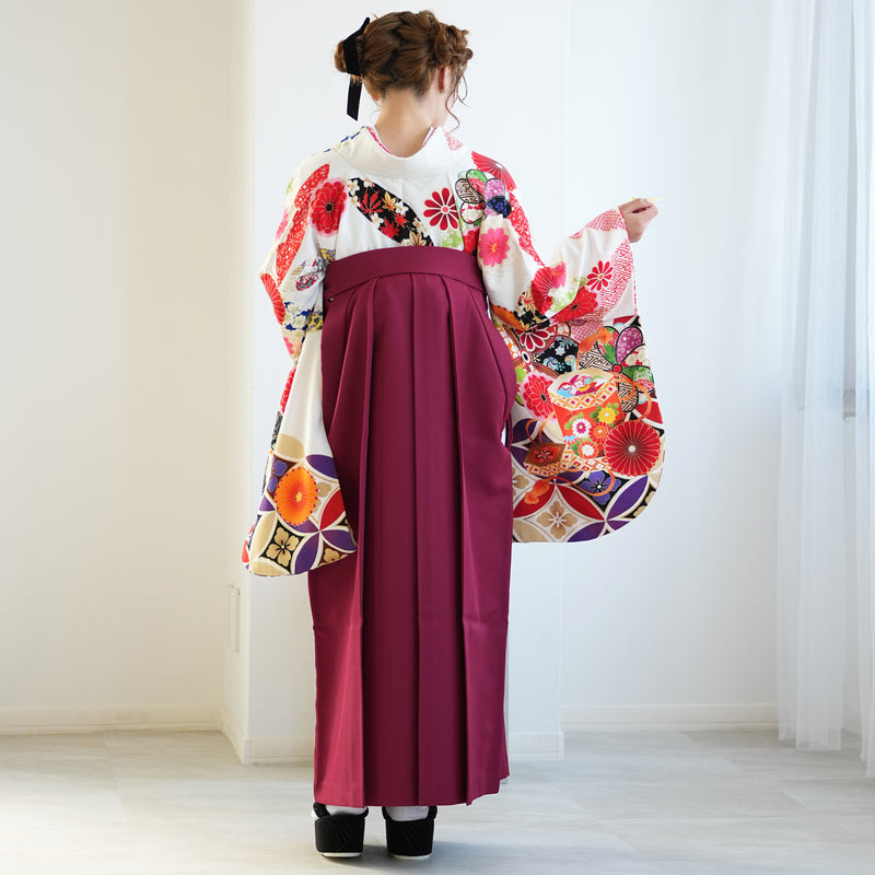 【レンタル】 袴 17点セット はいばら 袴91-99cm（身長153-170cm） 二尺袖着物 フルセット レディース 大学生 卒業式 日本製 （1020653801）
